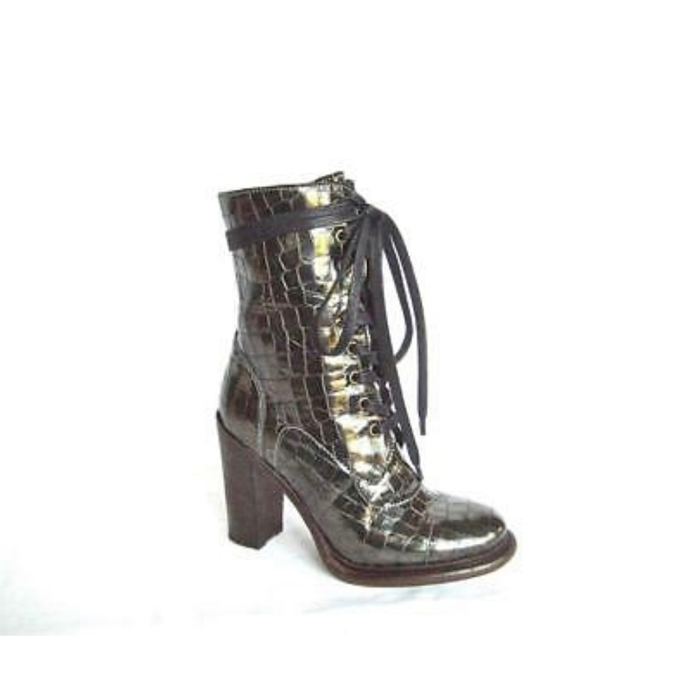 UGG Collection Piera Classic Lace Up Sheepskin Cuff Heel Boots 7.5 Italy